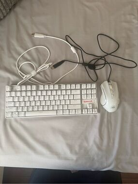 White Mechanical Keyboard and Mouse Combo